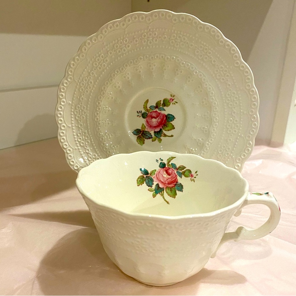 EUC VTG SPODES JEWEL COPELAND TEACUP AND SAUCER IN “SPODES BILLINGSLEY ROSE”
